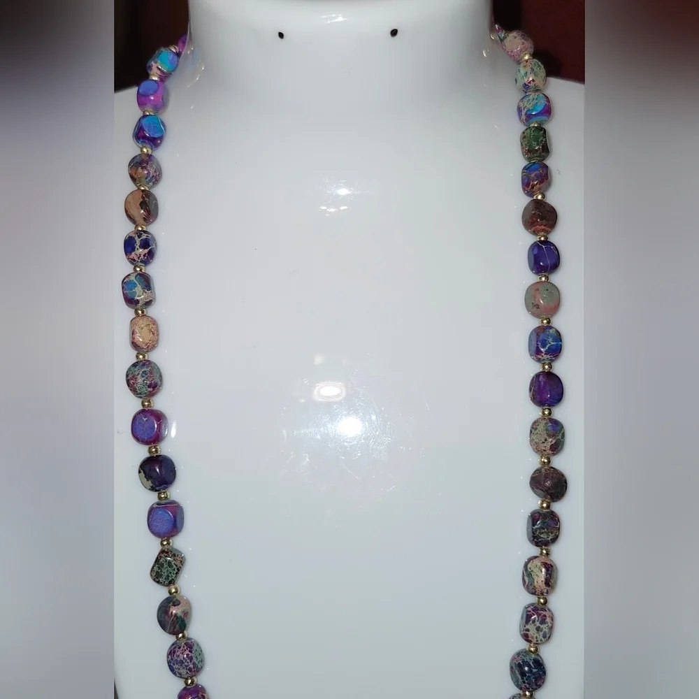 Purple & Blue Handcrafted Bohemian Multicolor Beaded Necklace